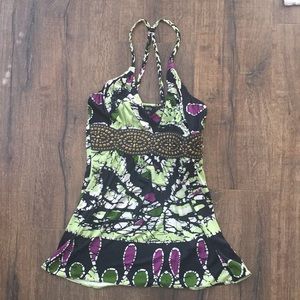 Studded band print top